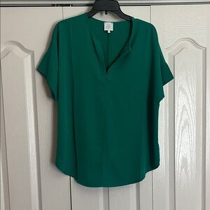 Emerald Green Relaxed Short Sleeve Blouse